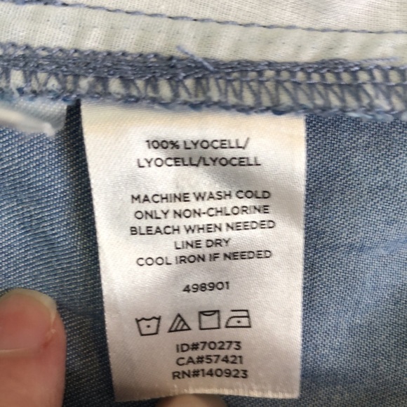 LOFT Outlet Women's Mosaic Soft Chambray Wide Leg Crop Pants Size 6 - Picture 11 of 11